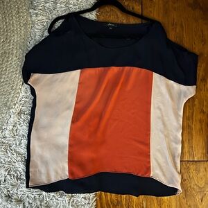 Soprano Women's Colorblock Blouse - Navy, Peach, and Orange